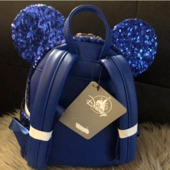 NWT Loungefly Disney Parks Disneyland Blue Sequin Make A Wish Star Patriotic USA - Picture 3 of 5